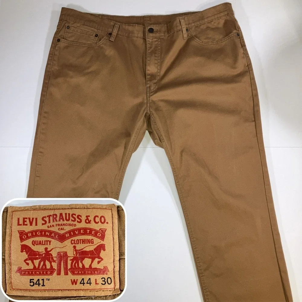 Levi's 541 Mens 44x30 Brown Athletic Taper Stretch Denim Jeans
